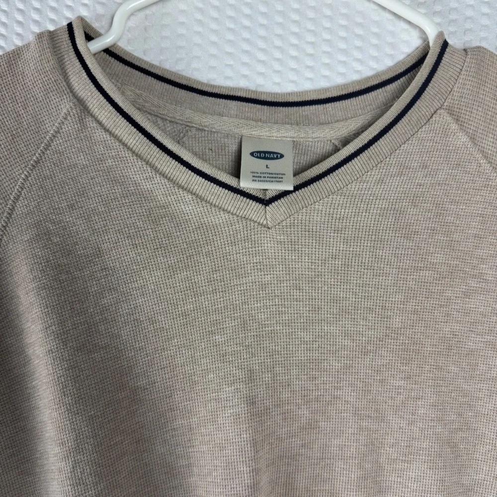 Old Navy Shirt Men Large Beige Waffle Knit 100% Cotton Gorpcore Earthy Retro 90s